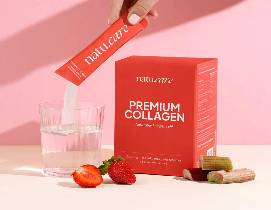 Kolagen 5000 mg Premium Natu.Care, smak truskawka-rabarbar